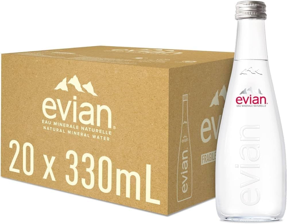 Evian Natural Mineral Water – 330ml (20 Glass Bottles/Carton)