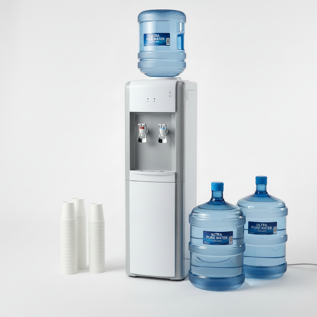 Water Dispenser Package (with 3x 19L Bottles, 300 cups)