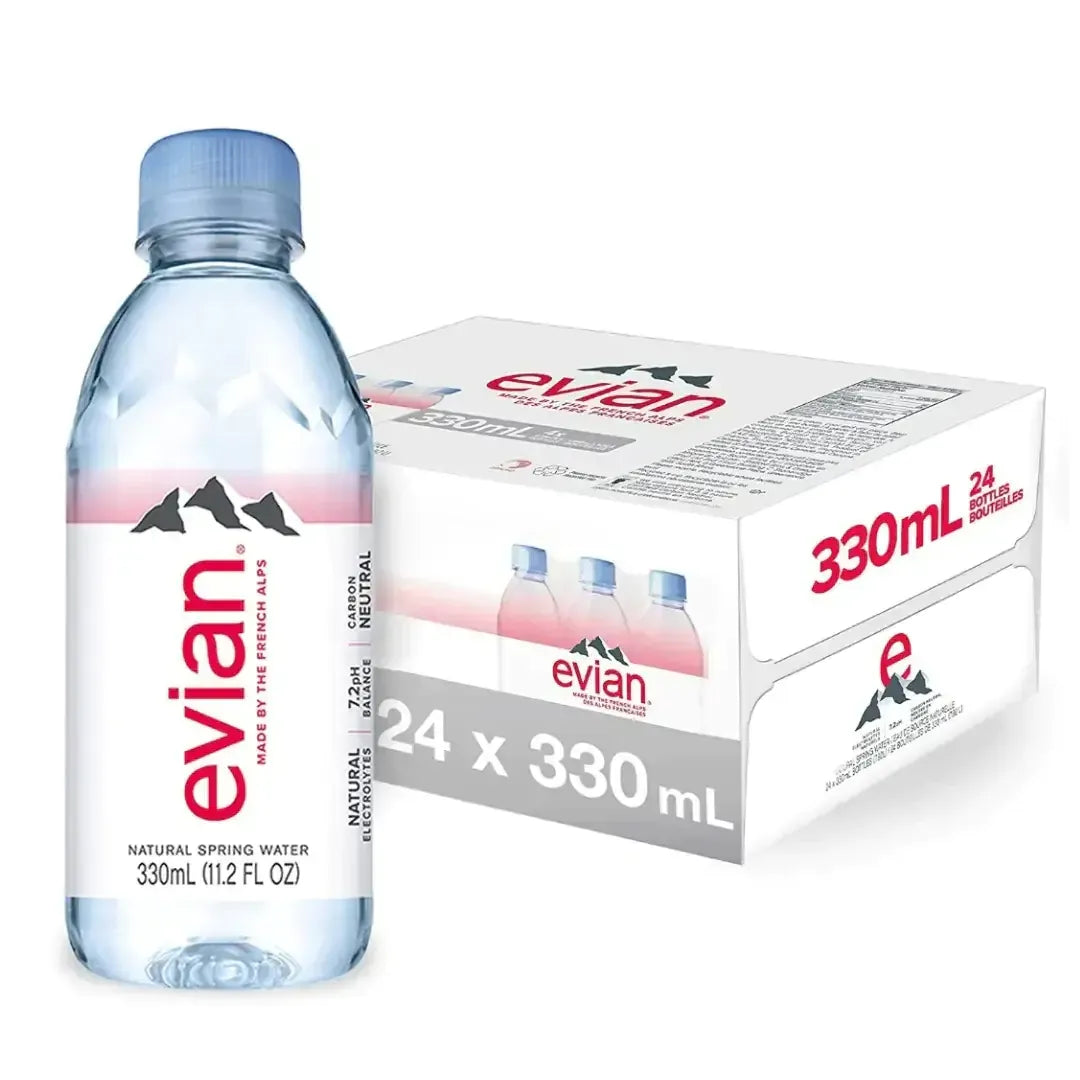 Evian Natural Mineral Water – 330ml (24 Bottles/Carton)