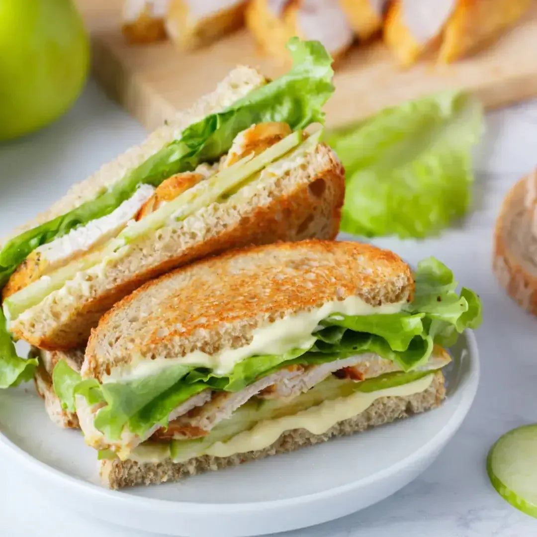 Smoked Chicken with Cheese, Mixed Garden Green, Tomato and Honey Mustard Focaccia Sandwich